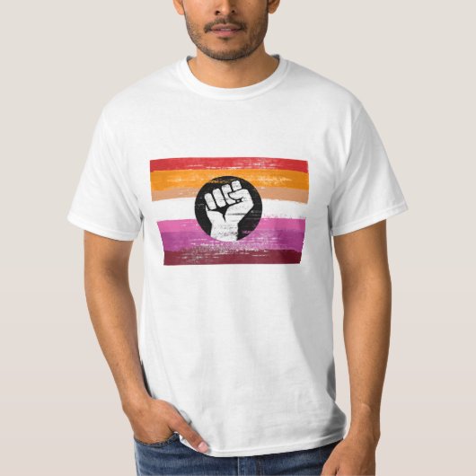 Lesbische bemalte Protestflagge T-Shirt (Vorderseite)