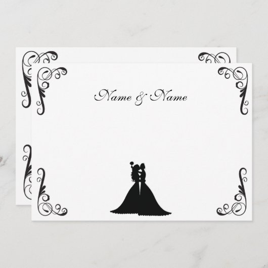 Lesbische Braut und Braut Schwarz-Weiß-Hochzeit Einladung (Vorne/Hinten)