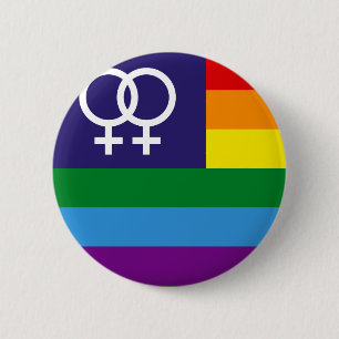 Lesbische Double Venus Regenbogen Stolz Button