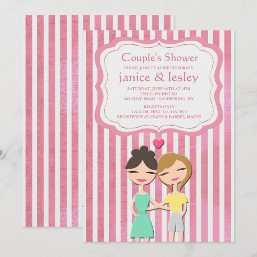 Lesbische Dusche Einladung (Vorne/Hinten)