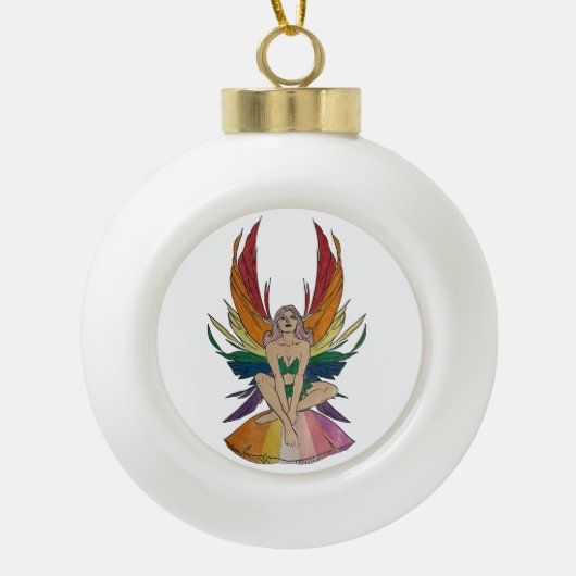 Lesbische Fee  Keramik Kugel-Ornament (Vorderseite)
