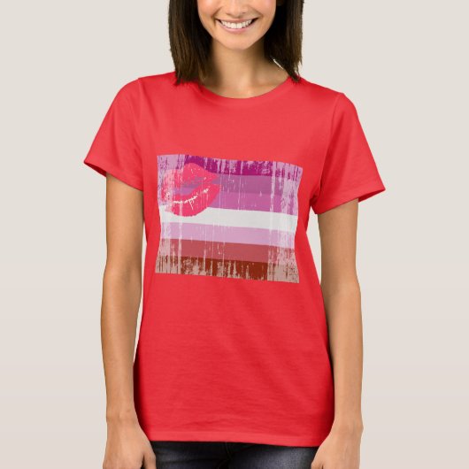 LESBISCHE FLAGGE BEUNRUHIGT T-Shirt (Vorderseite)