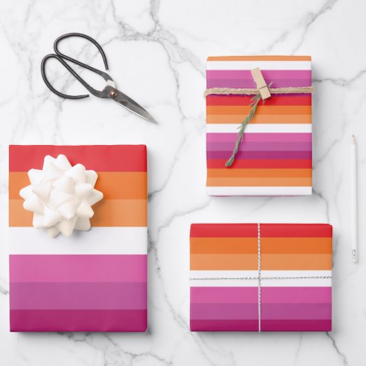 Lesbische Flagge Geschenkpapier Set (Vorderseite)