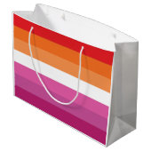 Lesbische Flagge Große Geschenktüte (Rückseite Schrägansicht)