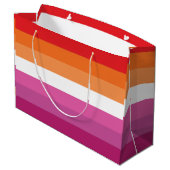 Lesbische Flagge Große Geschenktüte (Rückseite Schrägansicht)