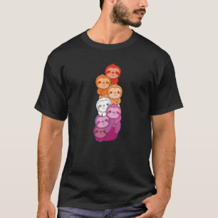 Lesbische Flagge Haufen Stolz Lgbtq Faultiere Nied T-Shirt