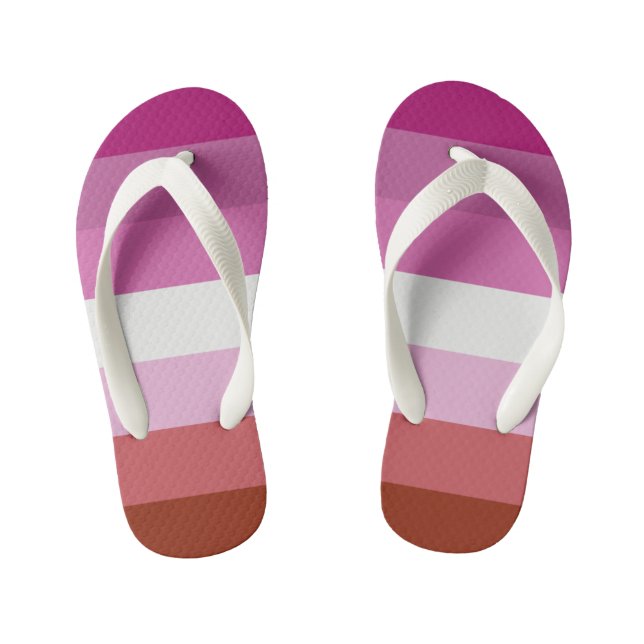 Lesbische Flagge Kinderbadesandalen (Fußbett)