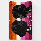 Lesbische Flagge mit zwei weiblichen Silhouetten Banner (Vertikal)