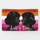 Lesbische Flagge mit zwei weiblichen Silhouetten Banner (Horizontal)