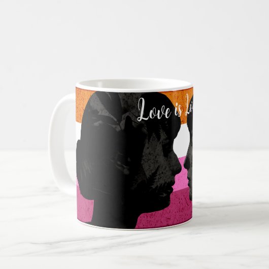 Lesbische Flagge mit zwei weiblichen Silhouetten Kaffeetasse (Vorderseite Links)