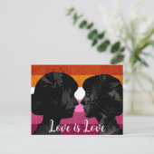 Lesbische Flagge mit zwei weiblichen Silhouetten Postkarte (Stehend Vorderseite)