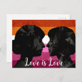 Lesbische Flagge mit zwei weiblichen Silhouetten Postkarte (Vorne/Hinten)