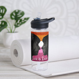 Lesbische Flagge mit zwei weiblichen Silhouetten Trinkflasche