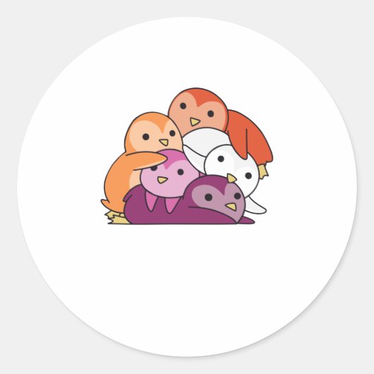 Lesbische Flagge Pride Lgbtq Niedlich Pinguin Runder Aufkleber (Vorderseite)