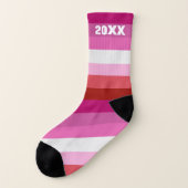 Lesbische Flagge Rosa, Weiß, Rote Streifen Socken (Links - Außen)