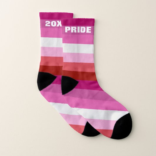 Lesbische Flagge Rosa, Weiß, Rote Streifen Socken (Paar)