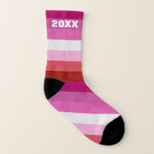 Lesbische Flagge Rosa, Weiß, Rote Streifen Socken (Links - Innen)