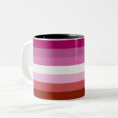 Lesbische Flagge Zweifarbige Tasse (Vorderseite Links)