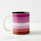 Lesbische Flagge Zweifarbige Tasse (Links)