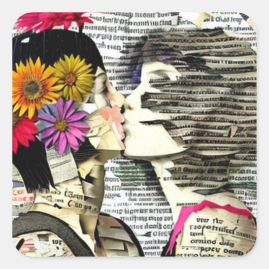 Lesbische Frauen in Liebe | Pride Kiss Quadratischer Aufkleber (Vorderseite)