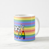 Lesbische Fußball-Mama (mit Regenbogen) Kaffeetasse (VorderseiteRechts)