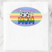 Lesbische Fußball-Mama (mit Regenbogen) Ovaler Aufkleber (Tasche)