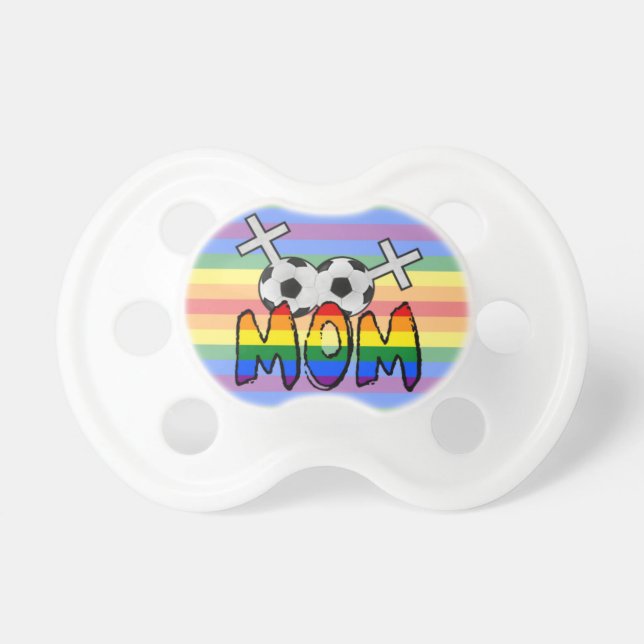 Lesbische Fußball-Mama (mit Regenbogen) Schnuller (Vorne)