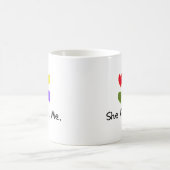 Lesbische Geschenke "sie fand mich. " Kaffeetasse (Mittel)