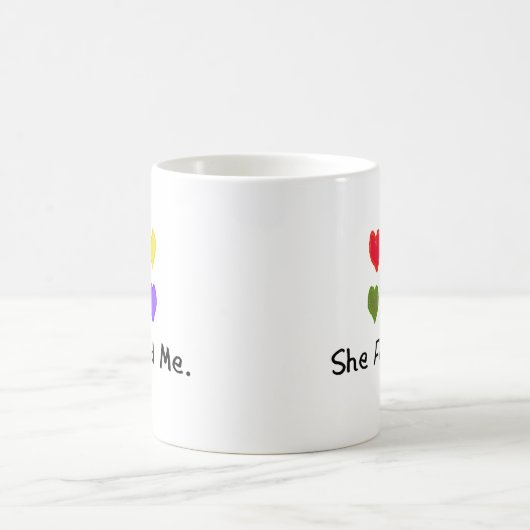 Lesbische Geschenke "sie fand mich. " Kaffeetasse (Mittel)