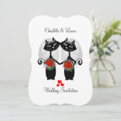 Lesbische gleichgeschlechtliche Ehe Coole Katzen H Einladung (Stehend Vorderseite)