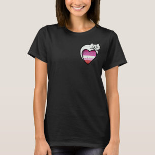 Lesbische Heart Cat Pocket Femme Liebe Lgbt Pride T-Shirt