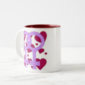 Lesbische Heirat-Herzen Zweifarbige Tasse (Vorderseite Links)