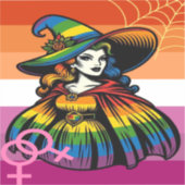 Lesbische Hexe in Regenbogenfarben Aufkleber (Vorderseite)