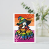 Lesbische Hexe in Regenbogenfarben Postkarte (Stehend Vorderseite)