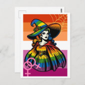 Lesbische Hexe in Regenbogenfarben Postkarte (Vorne/Hinten)