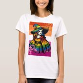 Lesbische Hexe in Regenbogenfarben T-Shirt (Vorderseite)