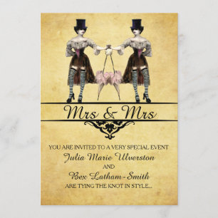 Lesbische Hochzeit - Gothic Steampunk Stil Einladung
