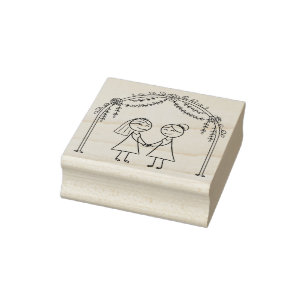 Lesbische Hochzeit in der Black Lines Silhouette Gummistempel