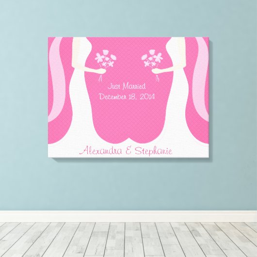 Lesbische Hochzeit Personalisiert Leinwanddruck (Insitu (Holzboden))