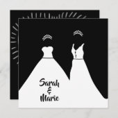 Lesbische Hochzeit schwarz-weiß romantisch Einladung (Vorne/Hinten)