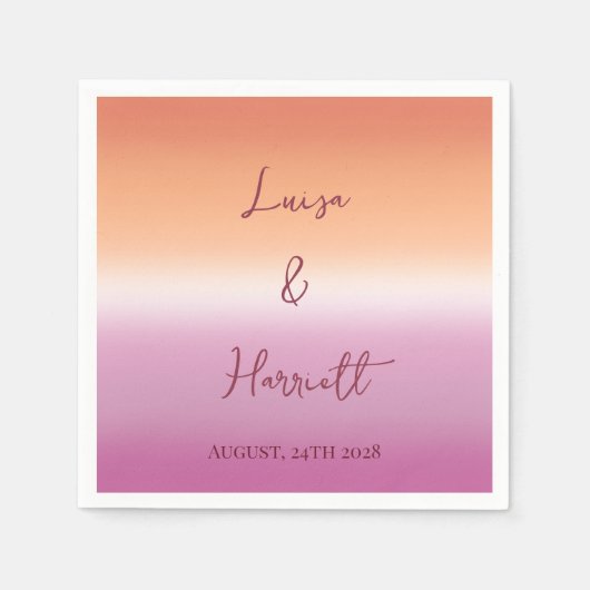 Lesbische Hochzeits-Pride-Flaggen-Verlauf-Serviett Serviette (Vorderseite)