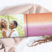 Lesbische Hochzeitsfoto Pride Gradient Gold Gästebuch