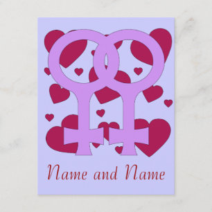 Lesbische Hochzeitsherzen Einladung