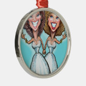 Lesbische Hochzeitstorte Silbernes Ornament (Rechts)