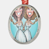 Lesbische Hochzeitstorte Silbernes Ornament (Links)