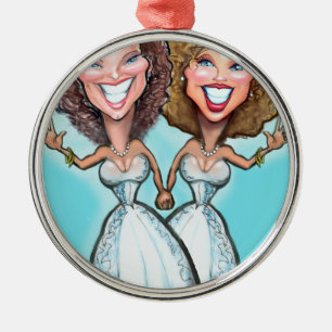 Lesbische Hochzeitstorte Silbernes Ornament