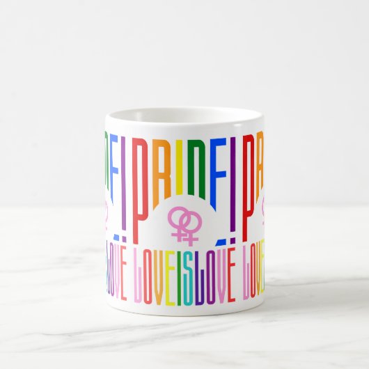 Lesbische Liebe ist Liebe LGBT Pride Rainbow Typog Kaffeetasse (Mittel)