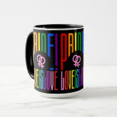 Lesbische Liebe ist Liebe LGBT Pride Rainbow Typog Tasse (Vorderseite Links)