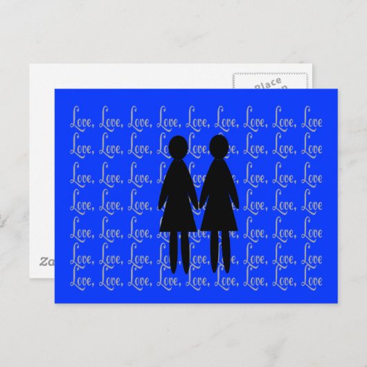 lesbische "LIEBE"-Silhouetten Postkarte (Vorne/Hinten)