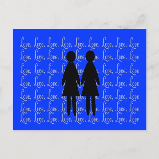lesbische "LIEBE"-Silhouetten Postkarte (Vorderseite)